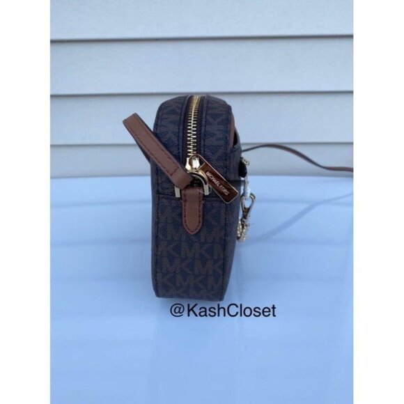 Michael Kors crossbody large chain zip purse jet set MK signature brown - Picture 6 of 10